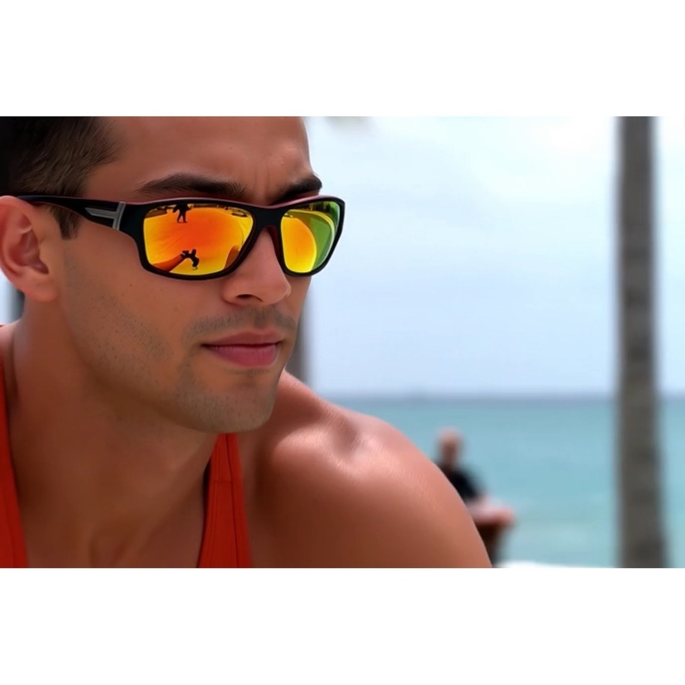 Sunglasses Black‎ Red Sport Eyewear Sun Glasses Polarized Light Working Outdoor
